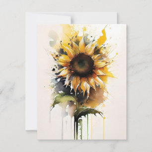 Sunflower In Watercolors Holiday Card