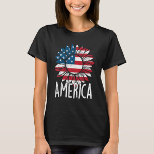 Sunflower Independence Day Usa American Flag 4th T-Shirt