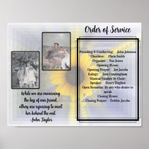 Sunflower Infinity 2 Photo Quote Memorial Program  Poster