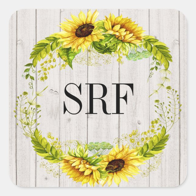 Sunflower Initials Sticker (Front)