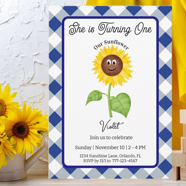 Sunflower Invitation Kids 1st Birthday Party Card (Creator Uploaded)
