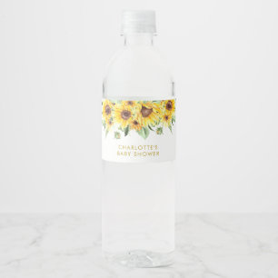 Sunflower is on the way Baby Shower Water Bottle Label