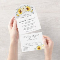 Sunflower Ivory Peony Floral Eucalyptus Wedding   
