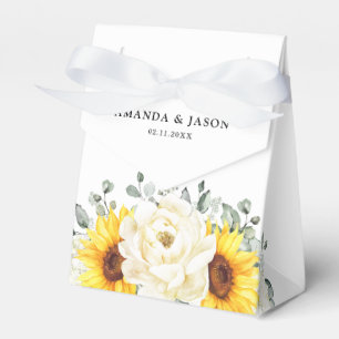 Sunflower Ivory Peony Floral Eucalyptus Wedding    Favour Box