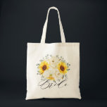 Sunflower Ivory Peony Floral Eucalyptus Wedding    Tote Bag<br><div class="desc">Elegant modern floral midsummer bridal shower tote bag features a bouquet of watercolor sunflower hydrangea & peonies in shades of rich yellow, ivory, with lush green botanical leaves and eucalyptus. Please find more matching designs and variations from my "blissweddingpaperie" store. And feel free to contact me for further customisation or...</div>