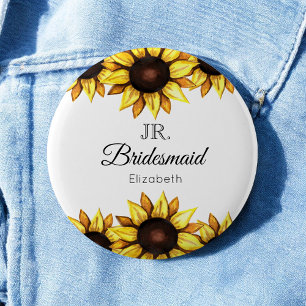 Sunflower Junior Bridesmaid Wedding 6 Cm Round Badge