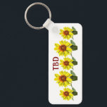 Sunflower Keychain<br><div class="desc">Display a natural vibe with this abundance of amber sunflowers keychain. This design has a warm feel due to its amber and orange palette. Express yourself by experimenting with different background colors and added text.</div>