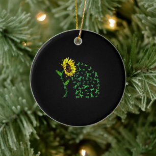 Sunflower Kidney Disease Awareness Gift Tee Ceramic Tree Decoration