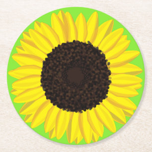 Sunflower Kid's Birthday Party Summer Round Paper Coaster