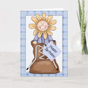 Sunflower Kids (boot) Birthday Greeting Card