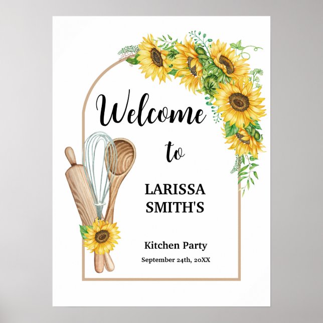 Sunflower Kitchen Bridal Shower Welcome Sign (Front)