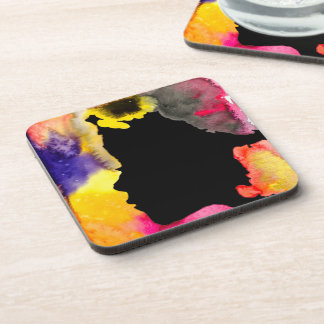 Sunflower lady silhouette watercolor art coaster