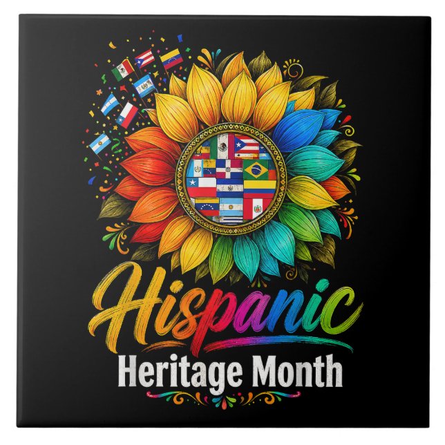 Sunflower Latin Countries Hispanic Heritage Month Tile (Front)