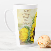Sunflower Latte Mug Philippians 4:13 Scripture