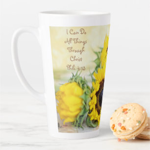 Sunflower Latte Mug Philippians 4:13 Scripture
