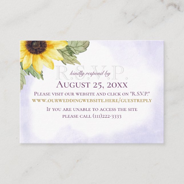 Sunflower Lavender Online Response Card (Front)