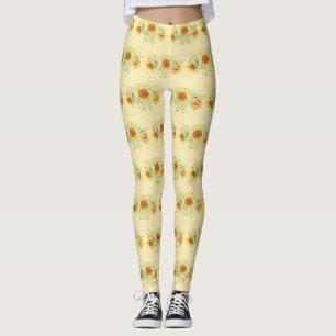 Sunflower Leggings on Yellow
