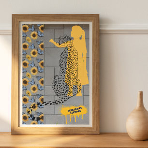 Sunflower Leopard Graffiti Street Art Pop Culture Poster