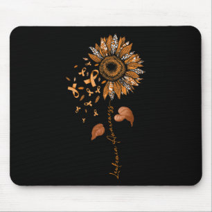 Sunflower Leopard Leukaemia Awareness Orange Ribbo Mouse Pad