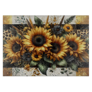 Sunflower Leopard Print Cutting Board