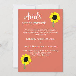 Sunflower Light Terracotta Floral Bridal Shower Invitation