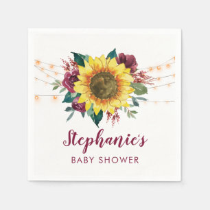Sunflower Lights Floral Baby Shower Napkin