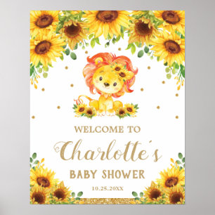 Sunflower Lion Baby Shower Birthday Welcome Sign