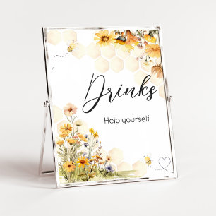 Sunflower Little Honey Baby Shower Drinks Poster