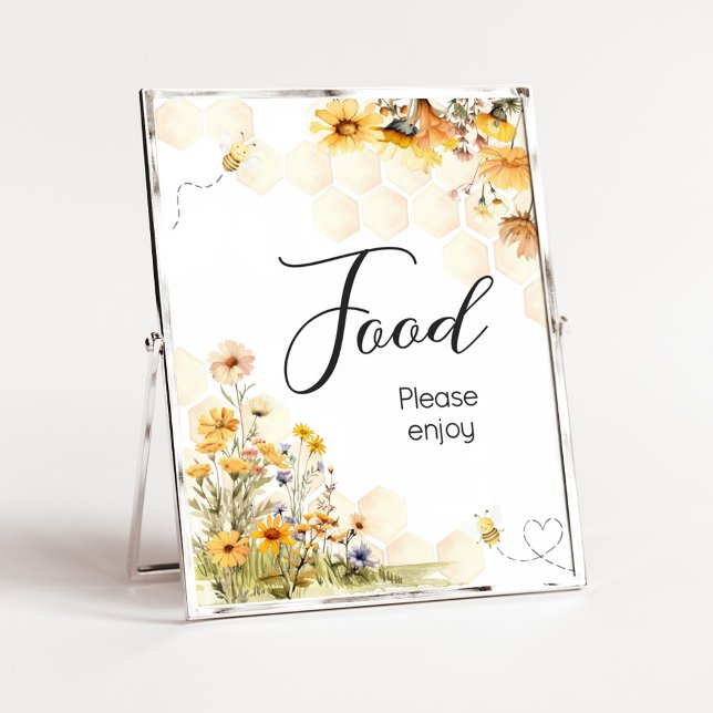 Sunflower Little Honey Baby Shower Food Poster (Sunflower Little Honey Baby Shower Food Sign)
