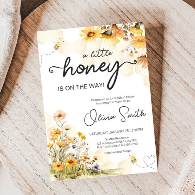 Sunflower Little Honey Baby Shower Invitation (Little Honey Sunflower Baby Shower Invitation)