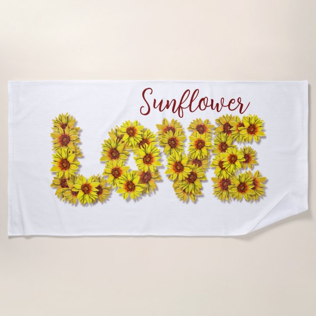 Sunflower Love Beach Towel (Front)