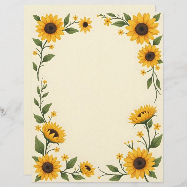 Sunflower Love Custom Letterhead (Front/Back)