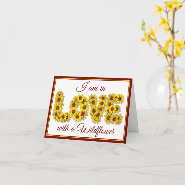 Sunflower Love Folded Greeting Card (Yellow Flower)