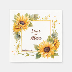Sunflower Love: Personalized Wedding Napkins