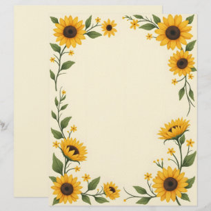 Sunflower Love Stationery Paper Custom Letterhead