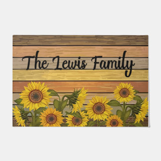 Sunflower Lover Gift, Retro Wood Garden Mat