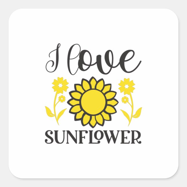 Sunflower Lover | I Love Sunflower Square Sticker (Front)