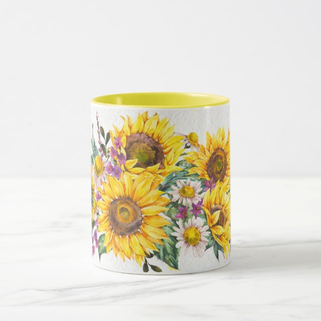 Sunflower Lovers, Bright Kitchen Decor Drinkware Mug (Center)