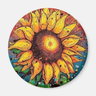 Sunflower magnet. Flower. colourful Magnet
