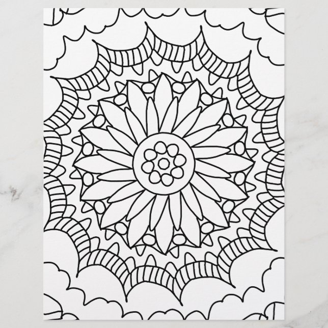 Sunflower Mandala Colouring Page (Front)