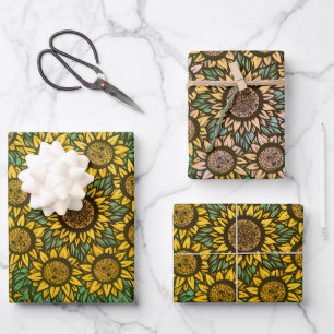 Sunflower Mandala Nature Lover Sunflowers Floral   Wrapping Paper Sheet