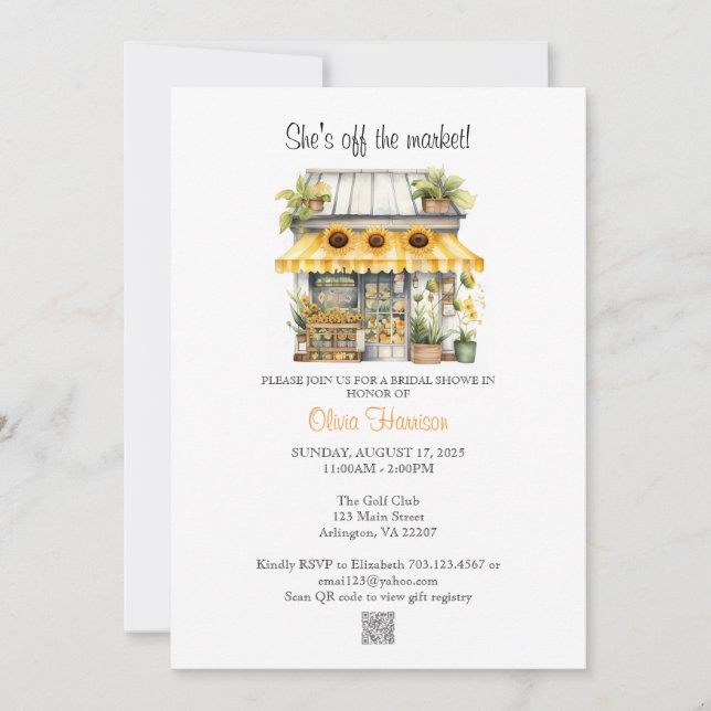 Sunflower Market Bridal Shower Invitation – She’s  (Front)