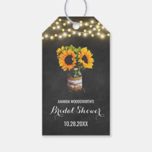 Sunflower Mason Jar Chalkboard Bridal Shower Gift Tags