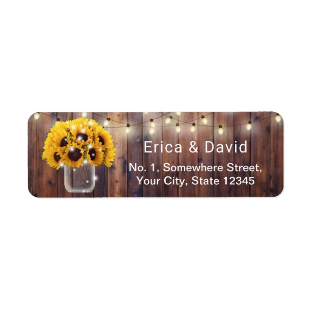 Sunflower Mason Jar String Lights Rustic Wedding (Front)