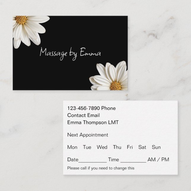 Sunflower Massage Appointment Business Cards  (Front/Back)