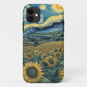 Sunflower Meadow in the Starry Night Case-Mate iPhone Case