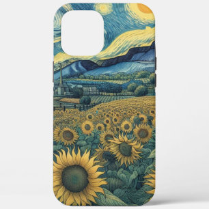 Sunflower Meadow in the Starry Night iPhone 12 Pro Max Case