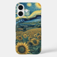 Sunflower Meadow in the Starry Night