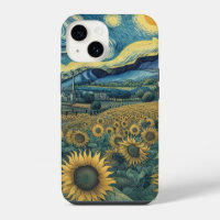 Sunflower Meadow in the Starry Night