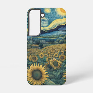 Sunflower Meadow in the Starry Night Samsung Galaxy Case